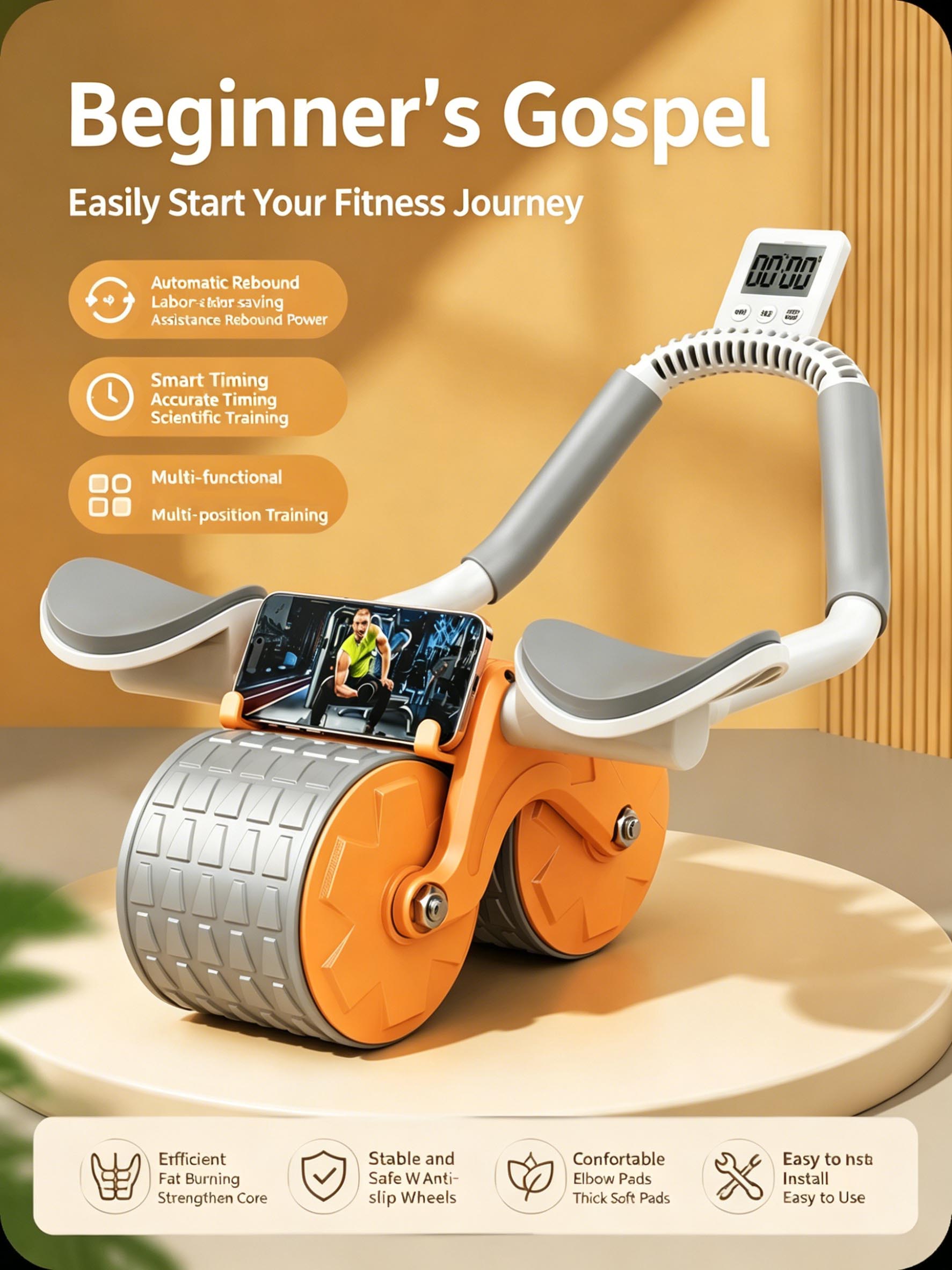 Ab Roller Wheel With Elbow Support - Elleboogsteun Abdominale Roller Automatische Rebound Ab