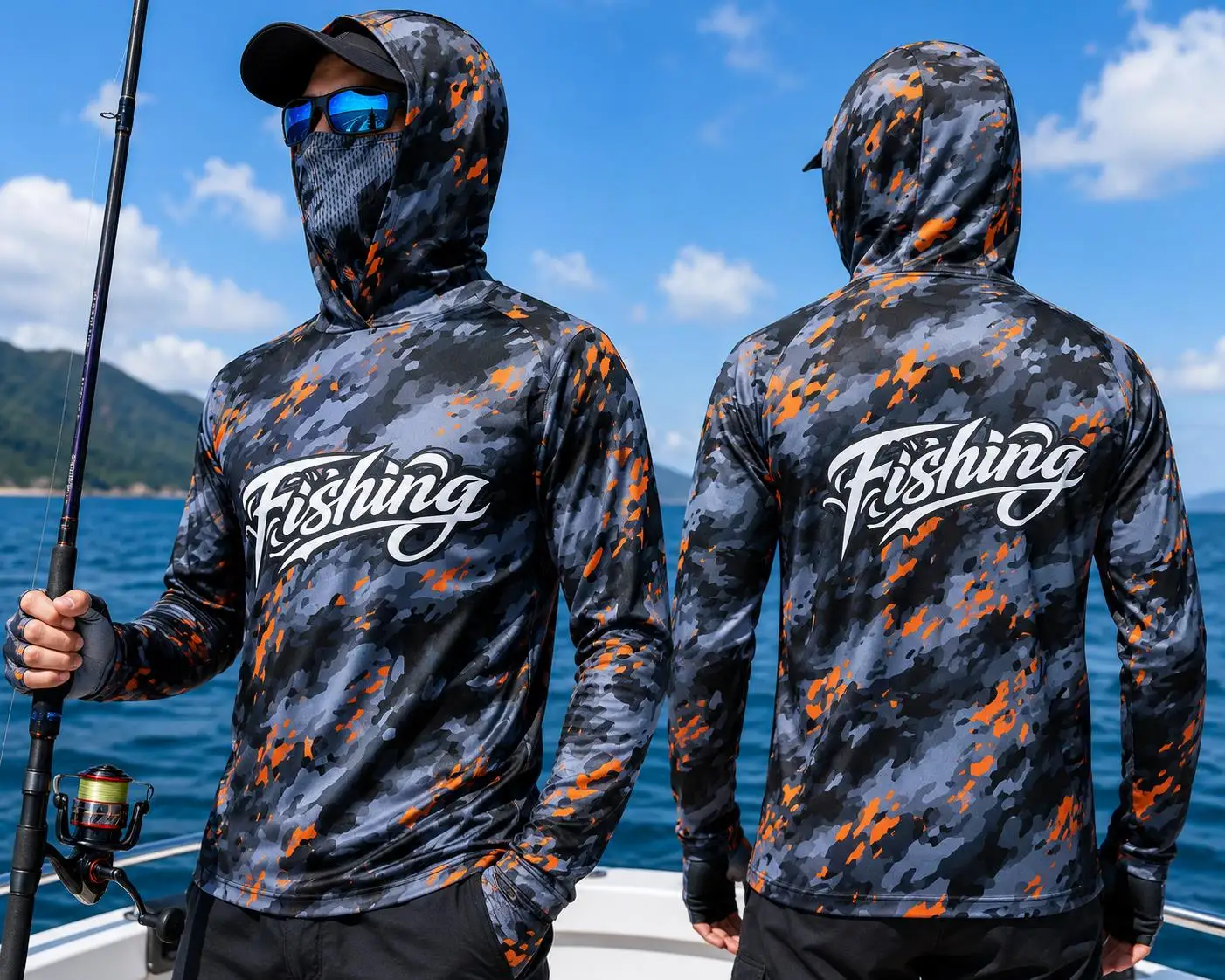 Fishing - Heren vissershirt met capuchon, UPF50 zonbescherming,
